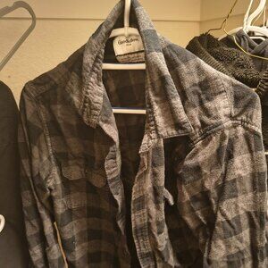 Checkered Black and Gray Long Sleeve Button Down